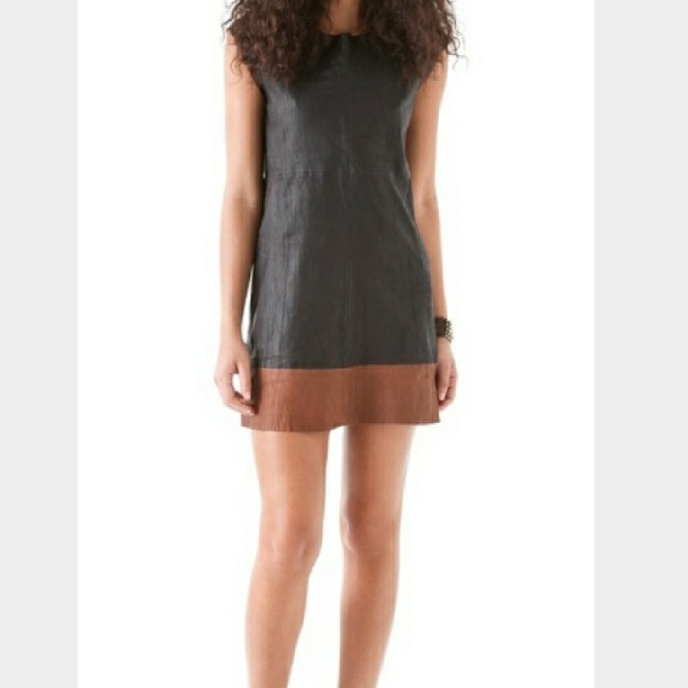JOIE  Leather Cap Sleeve dress size S